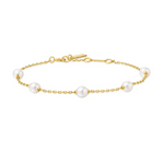 Pearl Station Bracelet in Gold Plated Sterling Silver