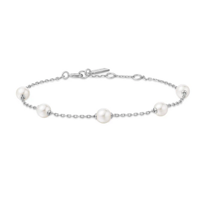 Pearl Station Bracelet in Sterling Silver