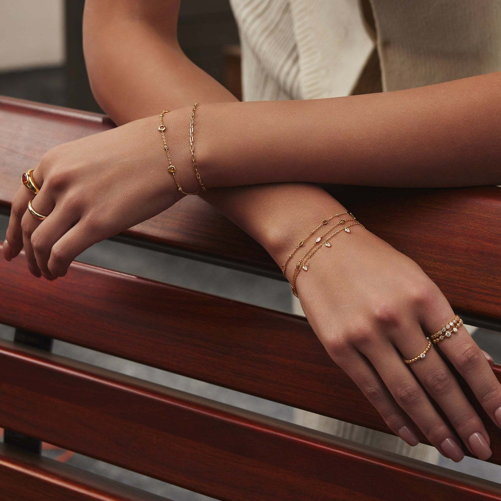 Nano Gem Station Bracelet in Gold Plated Sterling Silver