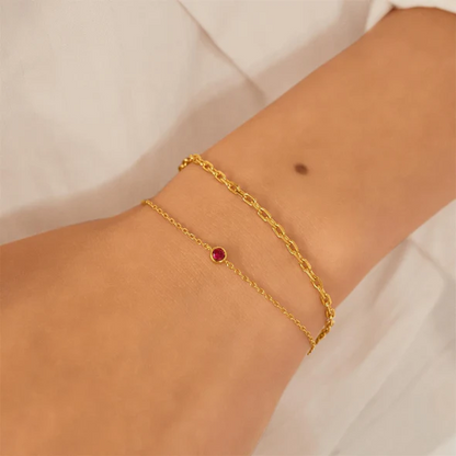 Crimson Solitaire Bracelet in Gold Plated Sterling Silver