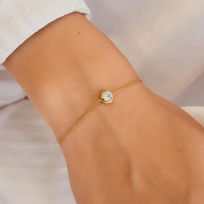 Solitaire Bezel Bracelet in Gold Plated Sterling Silver