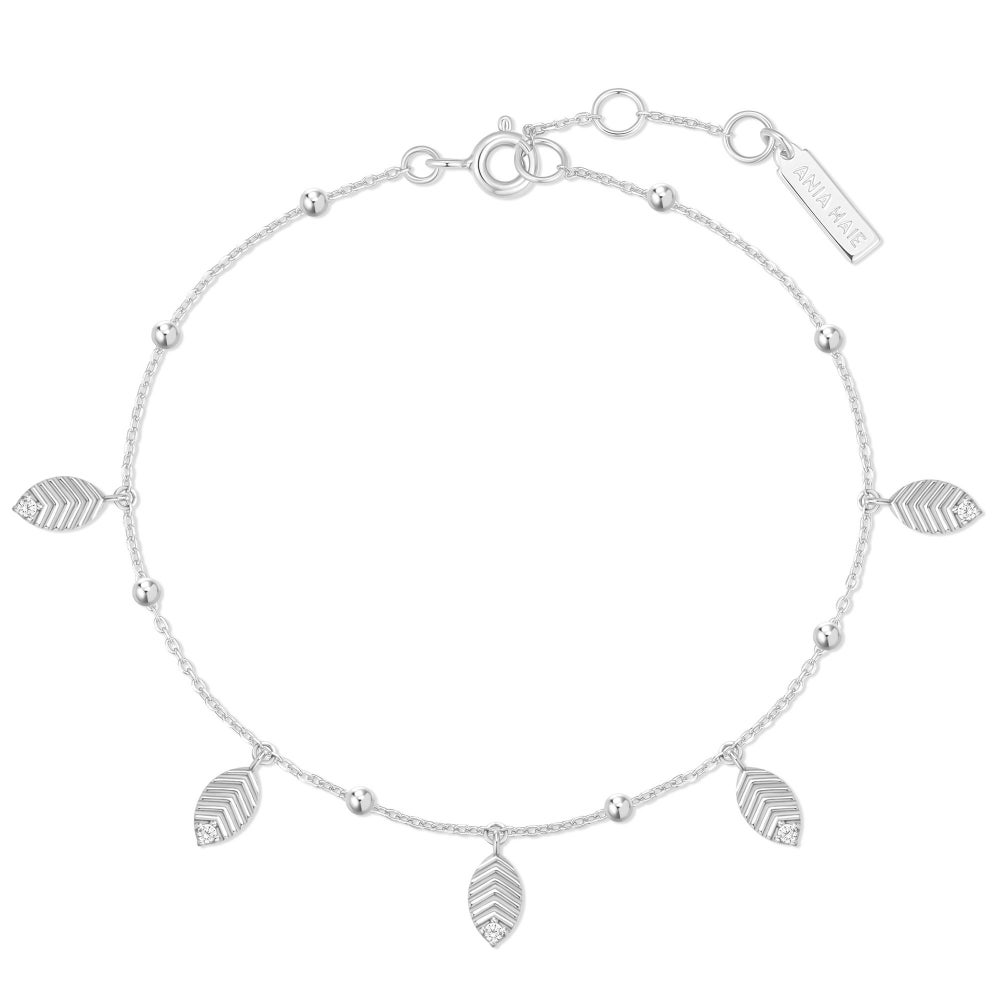 Silver Leaf Station Bracelet in Sterling Silver