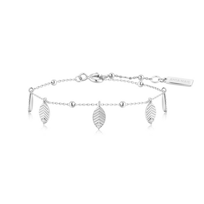 Silver Leaf Station Bracelet in Sterling Silver