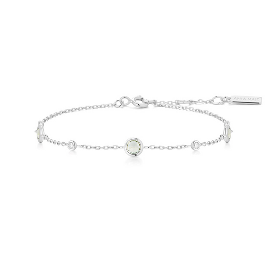 Mint Green Station Bracelet in Sterling Silver