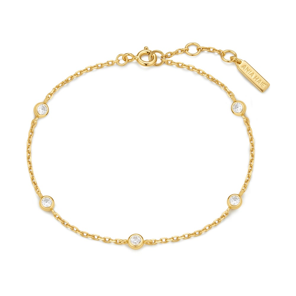 Classic Bezel Station Bracelet in Gold Plated Sterling Silver