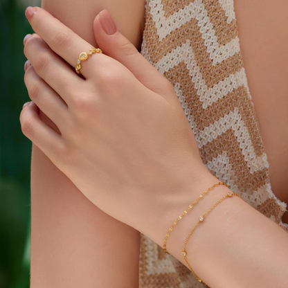 Classic Bezel Station Bracelet in Gold Plated Sterling Silver