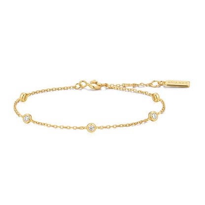Classic Bezel Station Bracelet in Gold Plated Sterling Silver