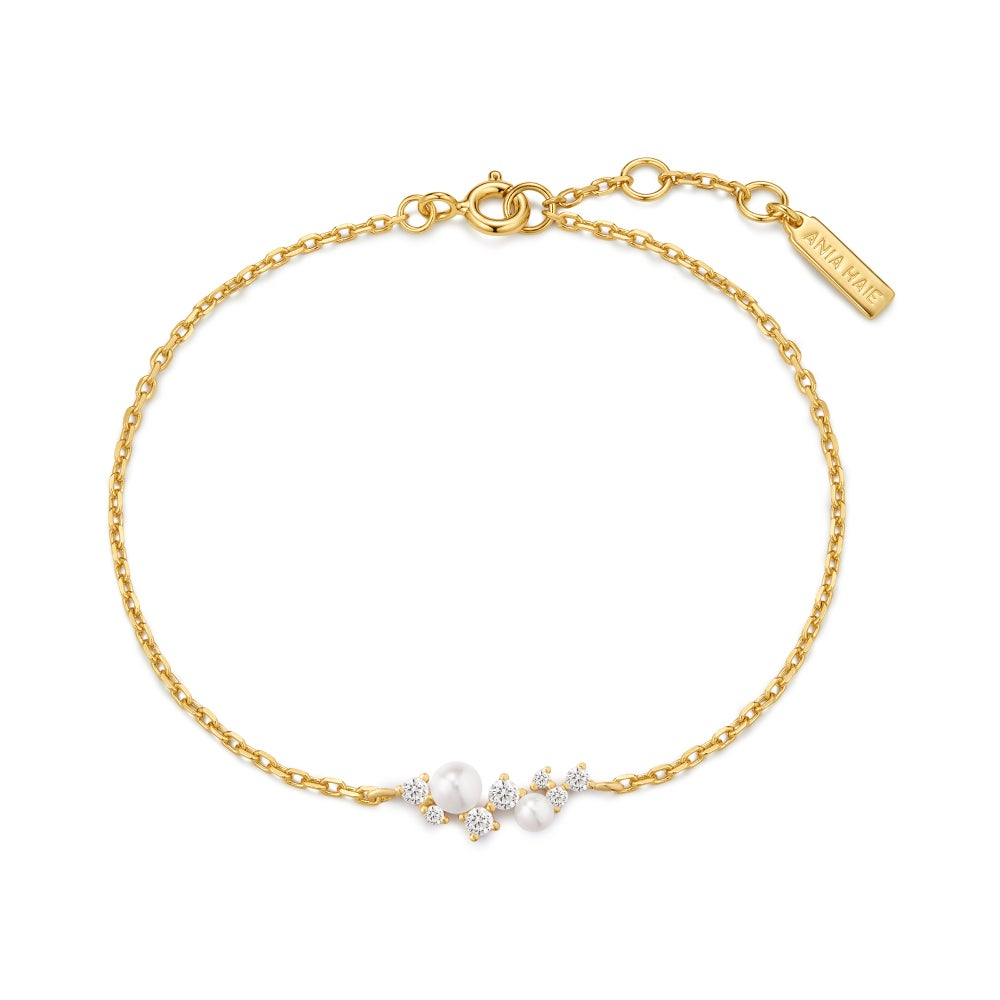Shell Pearl Cluster Bracelet in Gold Plated Sterling Silver