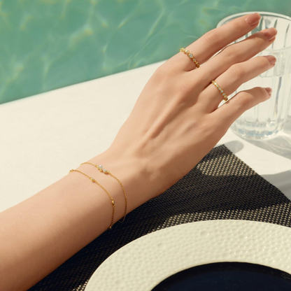Shell Pearl Cluster Bracelet in Gold Plated Sterling Silver