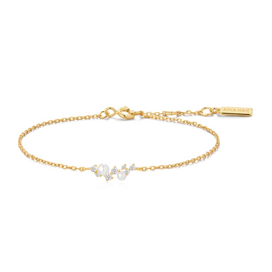 Shell Pearl Cluster Bracelet in Gold Plated Sterling Silver