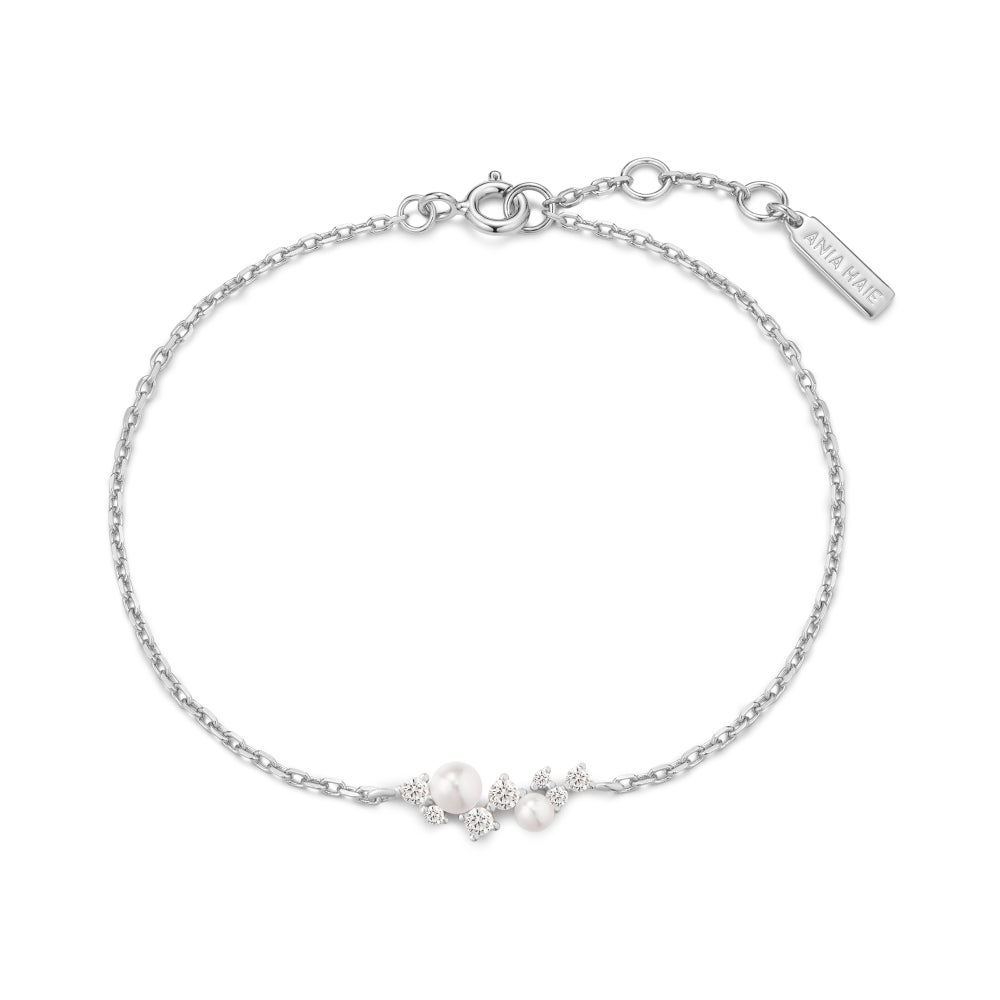 Shell Pearl Cluster Bracelet in Sterling Silver