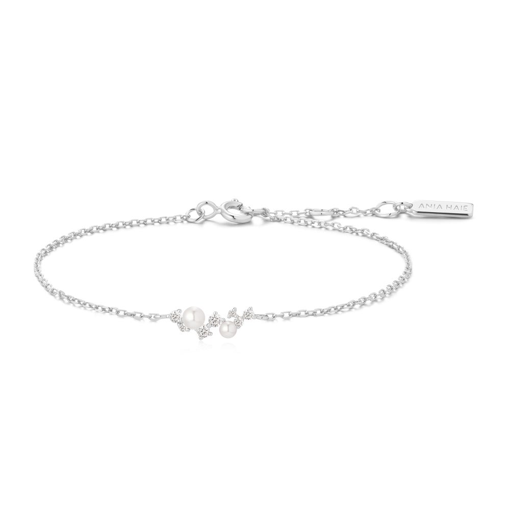 Shell Pearl Cluster Bracelet in Sterling Silver