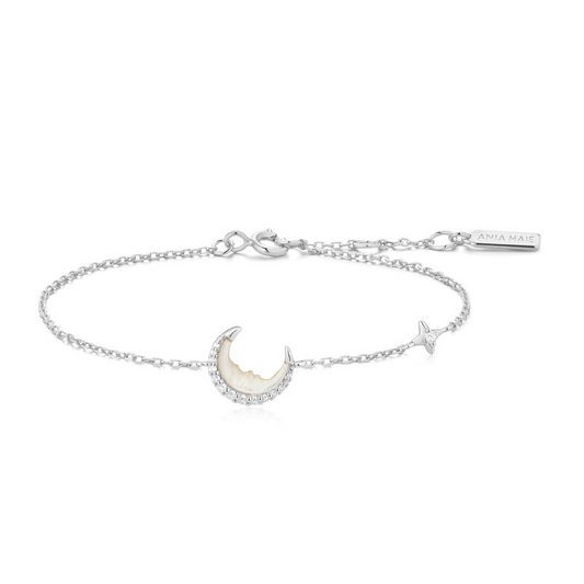 Mother-of-Pearl Crescent Moon Bracelet in Sterling Silver