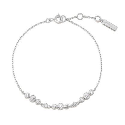 Graduated Bezel-Set Trios Bracelet in Sterling Silver
