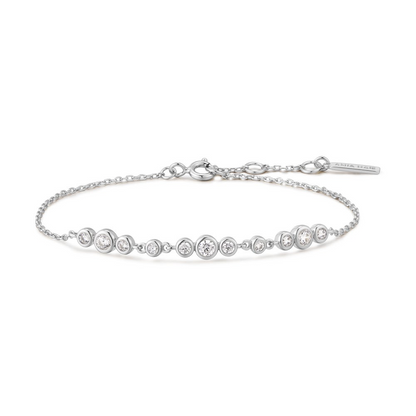 Graduated Bezel-Set Trios Bracelet in Sterling Silver