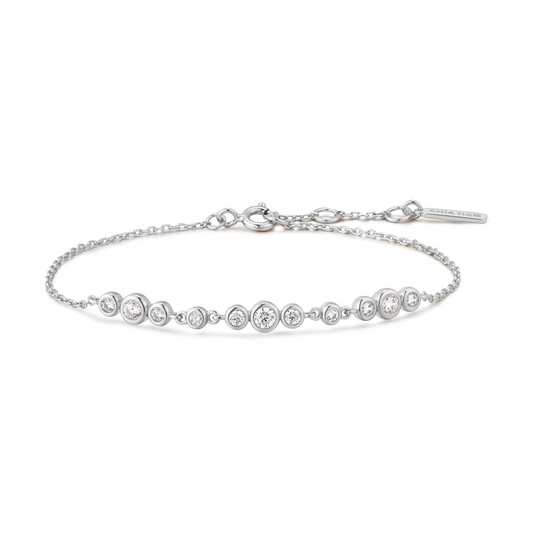 Graduated Bezel-Set Trios Bracelet in Sterling Silver