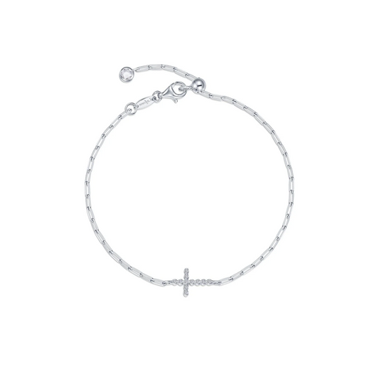 Simulated Cross Bracelet in Sterling Silver