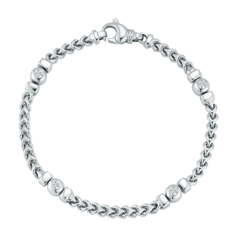 Diamond Bezel Station Bracelet in 14K White Gold