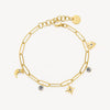 Crystal and Celestial Charm Bracelet in Gold Plated Stainless Steel
