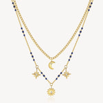 Double Layer Charm Necklace in Gold Plated Stainless Steel
