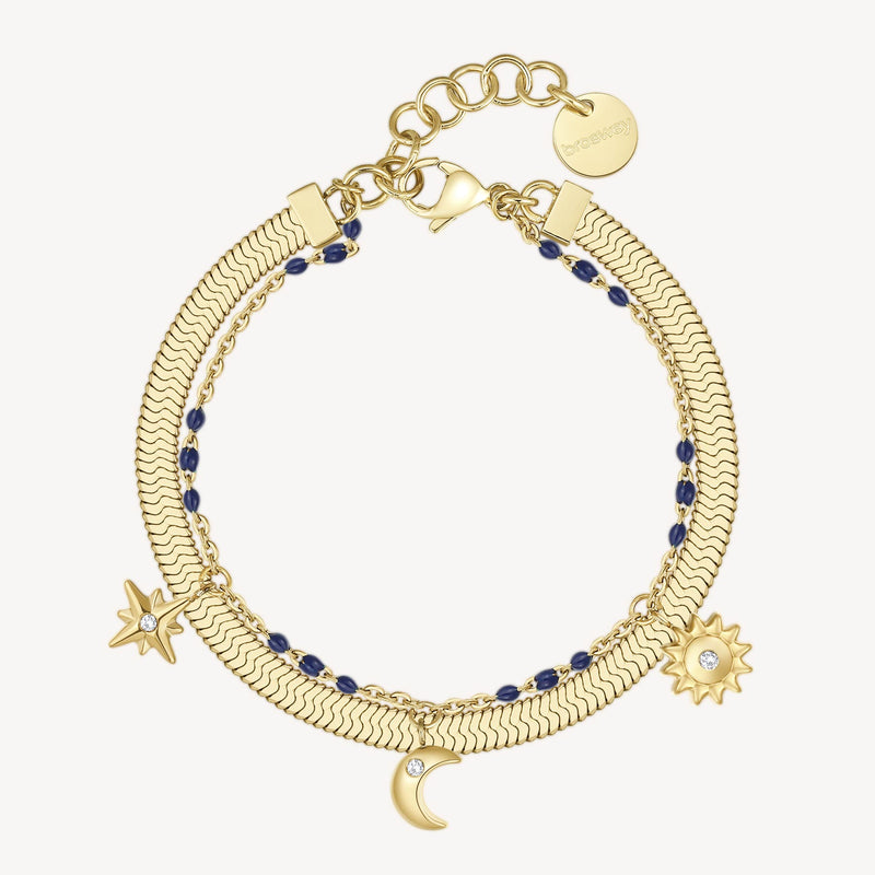 Double Layer Charm Bracelet in Gold Plated Stainless Steel