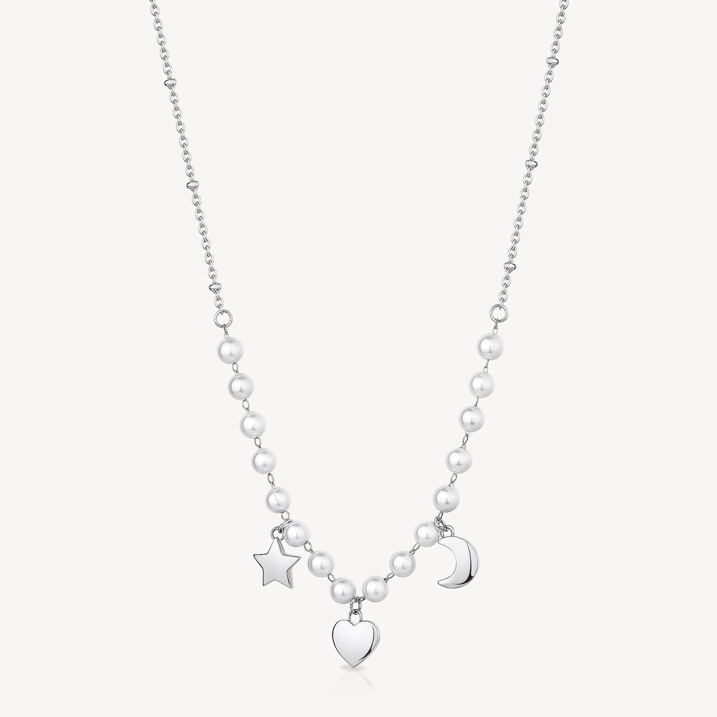 Celestial Shell Pearl Necklace in Stainless Steel