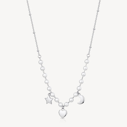 Celestial Shell Pearl Necklace in Stainless Steel