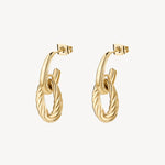 Rope Drop Hoop Earrings in Gold Plated Stainless Steel