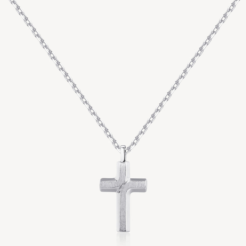 Satin Cross Necklace in Stainless Steel