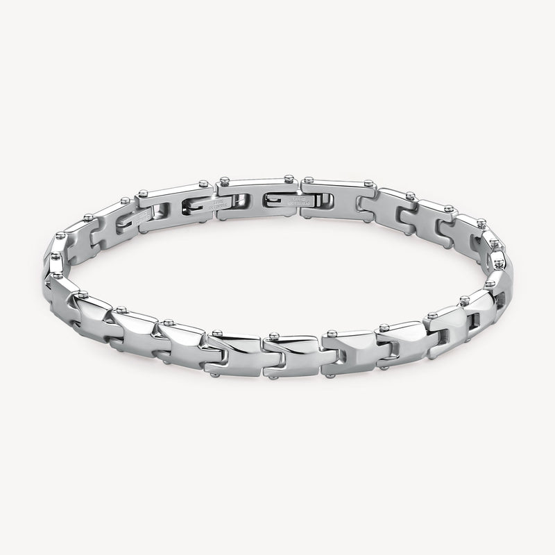 Satin Link Bracelet in Stainless Steel