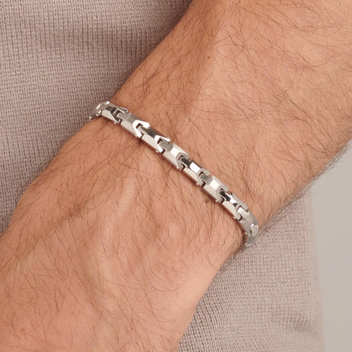 Satin Link Bracelet in Stainless Steel