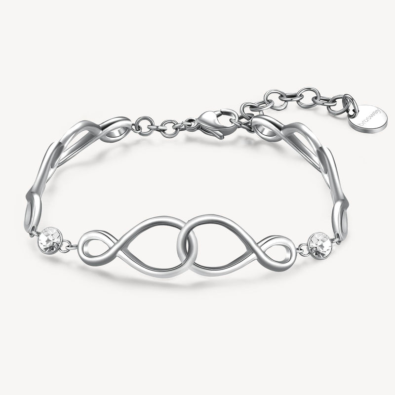 Crystal Infinity Linked Bracelet in Stainless Steel