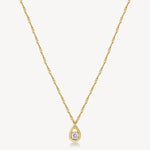Cubic Zirconia Pendant Necklace in Gold Plated Stainless Steel