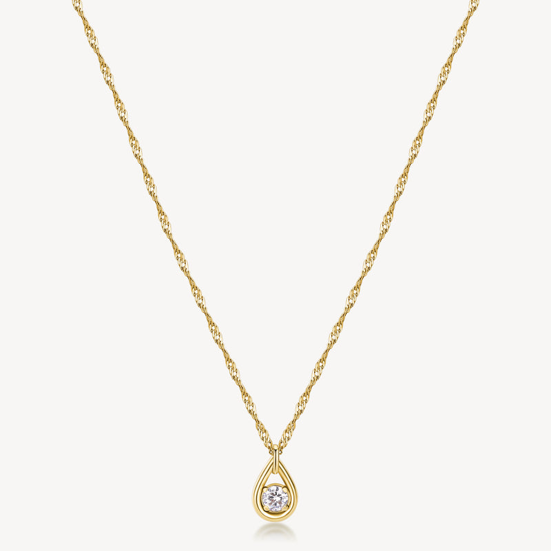 Cubic Zirconia Pendant Necklace in Gold Plated Stainless Steel