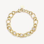 Cubic Zirconia Chain Bracelet in Gold Plated Stainless Steel