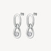 Cubic Zirconia Link Drop Earrings in Stainless Steel