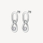 Cubic Zirconia Link Drop Earrings in Stainless Steel
