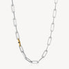 Crystal Accented Chain Link Necklace in Stainless Steel