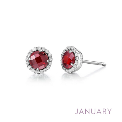 Garnet Birthstone Earrings in Sterling Silver