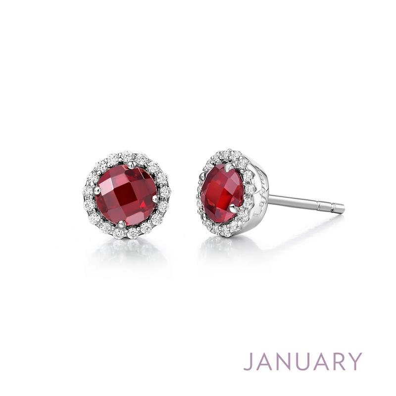 Garnet Birthstone Earrings in Sterling Silver