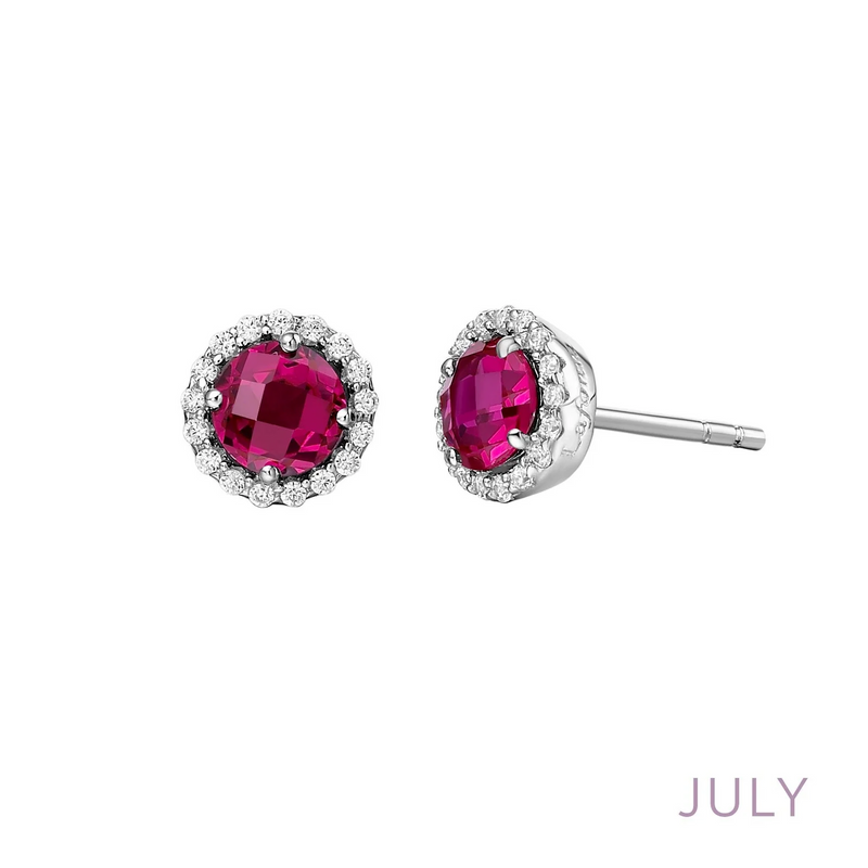 Grown Ruby Birthstone Earrings in Sterling Silver