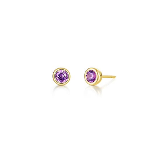 June Birthstone Studs in Gold Plated Sterling Silver