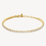 Cubic Zirconia Charm Tennis Bracelet in Gold Plated Stainless Steel