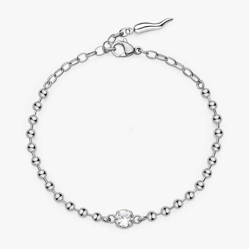 Cubic Zirconia Charm Bracelet in Stainless Steel