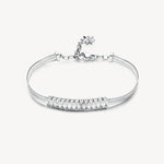 Cubic Zirconia Herringbone Bracelet in Stainless Steel