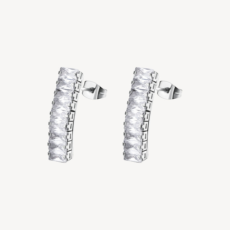 Baguette Cubic Zirconia Earrings in Stainless Steel