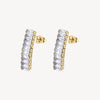 Baguette Cubic Zirconia Earrings in Gold Plated Stainless Steel