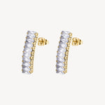 Baguette Cubic Zirconia Earrings in Gold Plated Stainless Steel