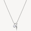 Italian Horn and Crystal Charm Necklace in Stainless Steel