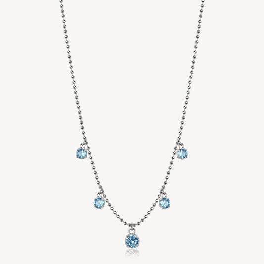 Colored Cubic Zirconia Drops Necklace in Stainless Steel